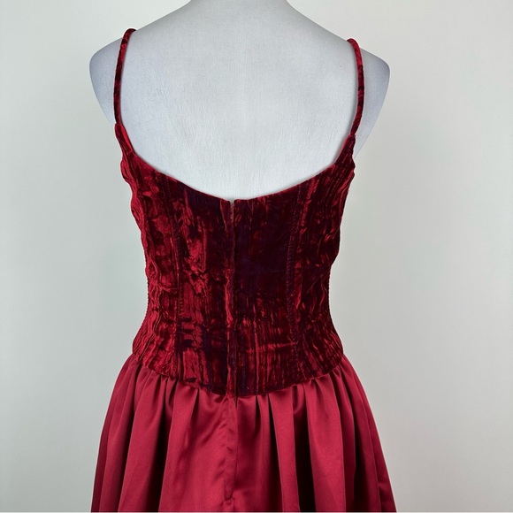 Jessica McClintock x Cache 90’s Vintage Crushed Velvet Satin Skirt Dress Size 10 - Picture 11 of 15
